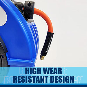 Macnaught R3 Engineered Thermoplastic Heavy Duty Hose Reel Air Water Service  3/8 inch x 65 ft 300 PSI  Blue Case / Orange Hose  PN