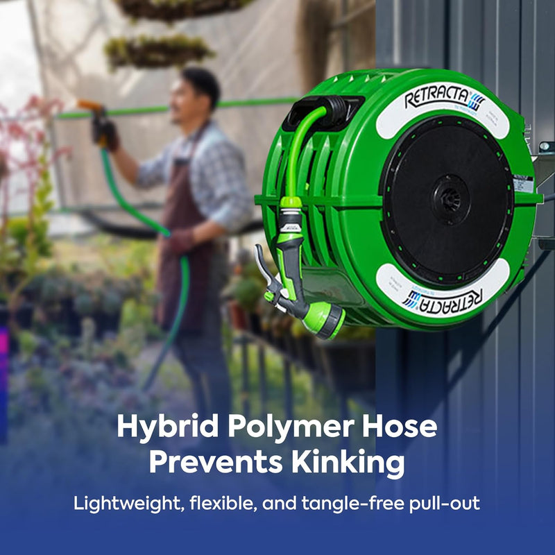 Retractable Garden Hose Reel - 60 Ft - Green Case - PN