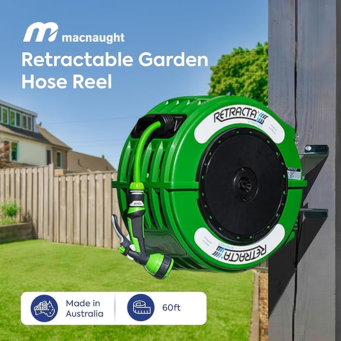 Retractable Garden Hose Reel - 60 Ft - Green Case - PN