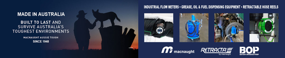 Industrial Flow Meters, Grease, Oil & Fuel Dispensing Equipment, Retractable Hose Reels - Macnaught USA