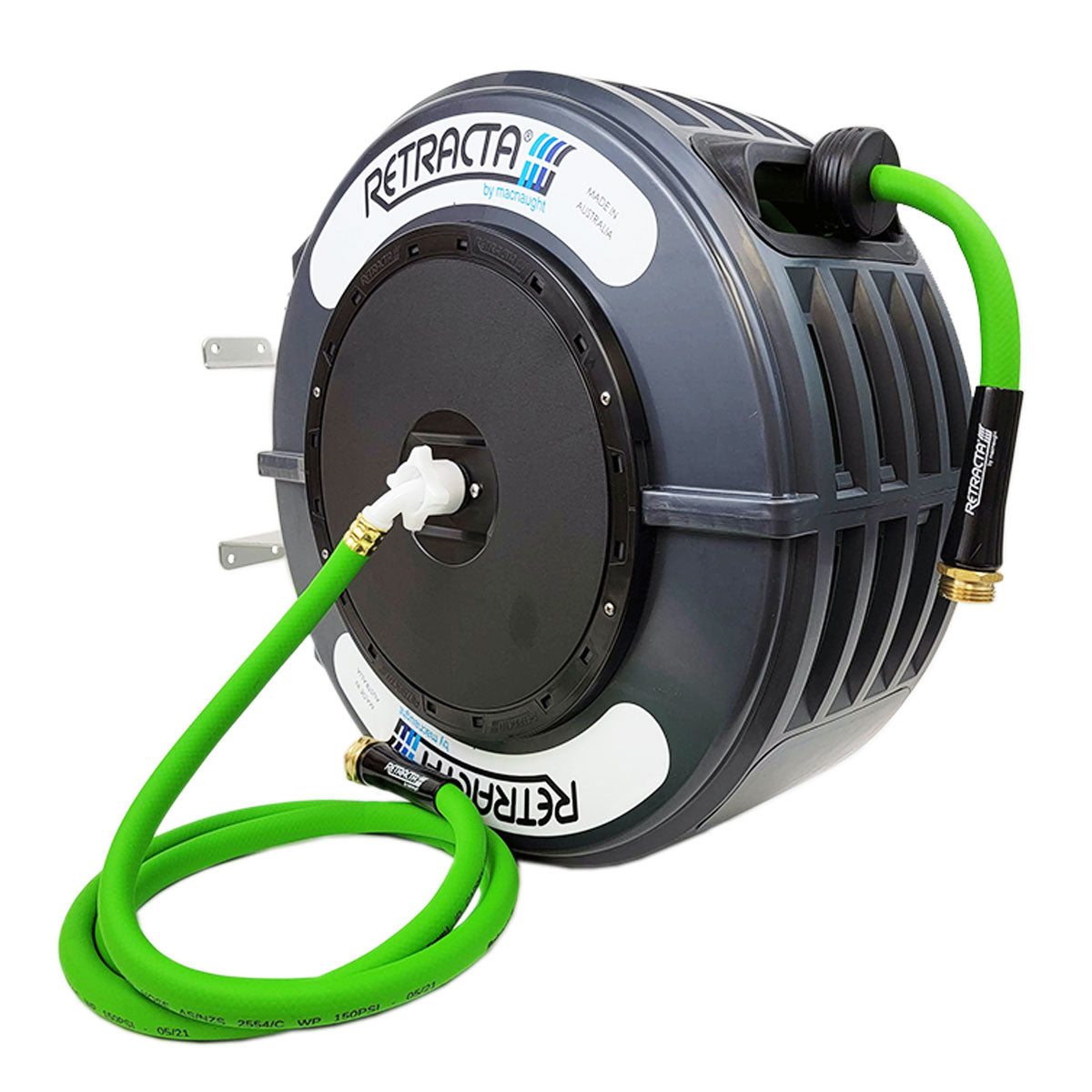 Macnaught Retractable Garden Hose Reel - 60 Ft. Gray Case